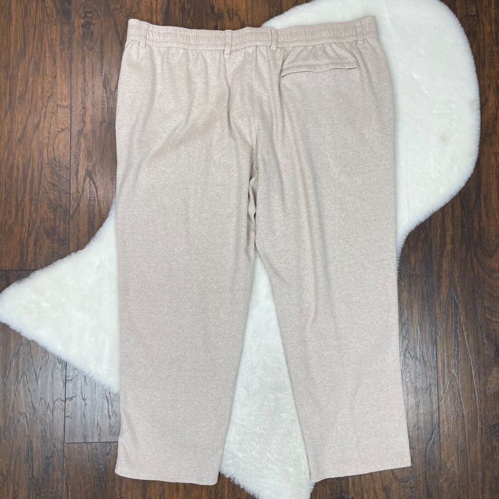 Lands' End Pants XXL Tapered Ankle Cream Beige Herringbone Stretch Knit Women's - Picture 4 of 11